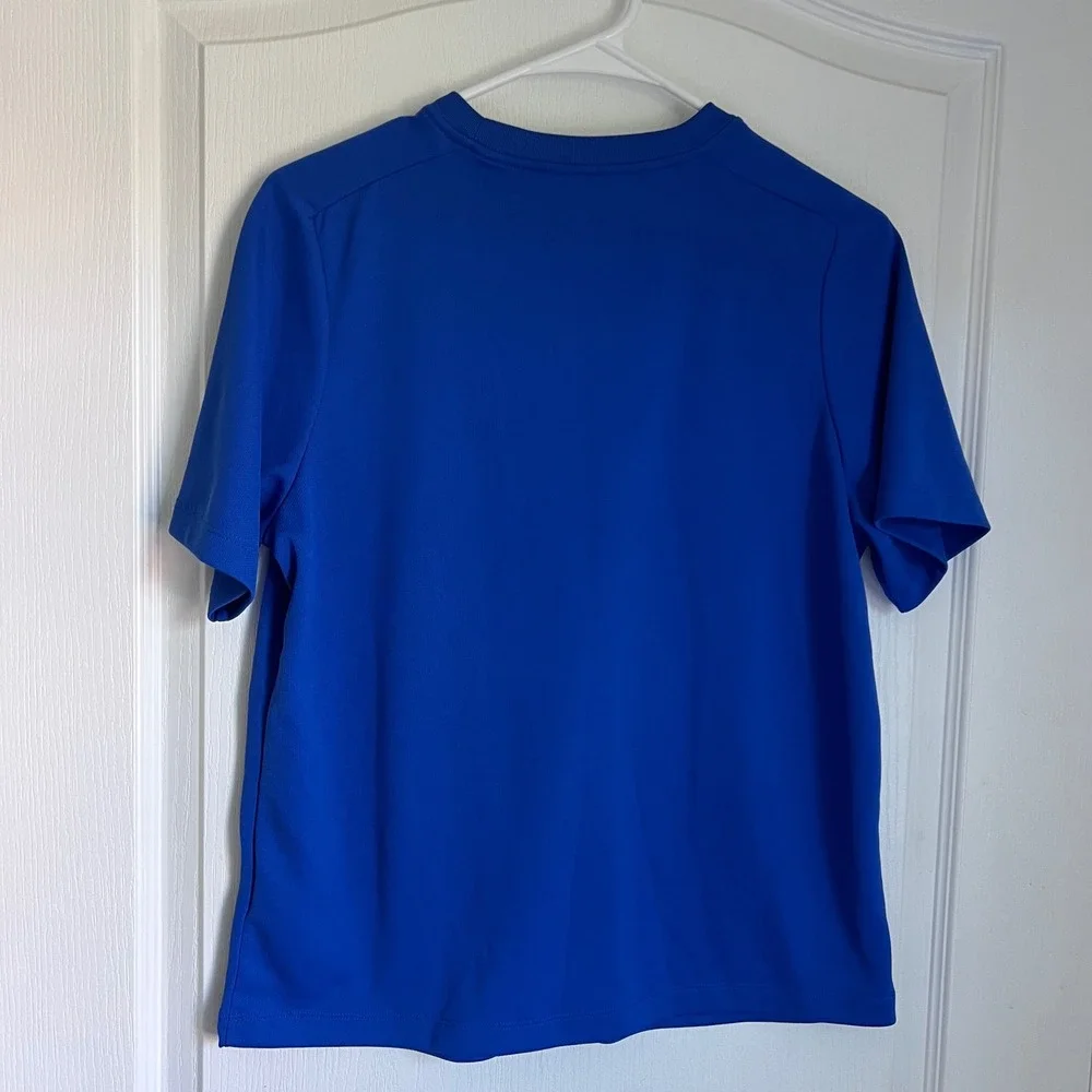 Nike Dri-FIT Kids Size Large Blue Short Sleeve Graphic Swoosh Athletic T-Shirt